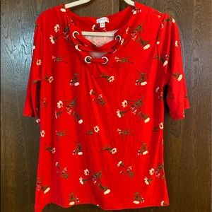 Beautiful Bright Red Floral Blouse